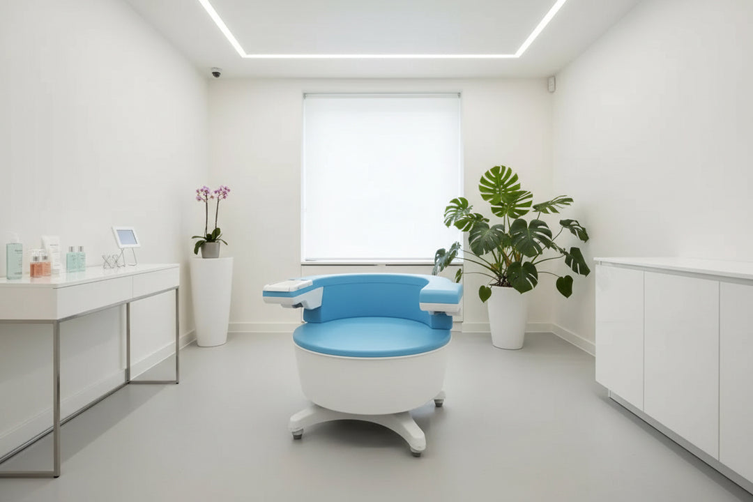 EMS-Sella Stuhl zur gezielten Stärkung der Beckenbodenmuskulatur im PDB Aesthetic Room Wiesbaden
