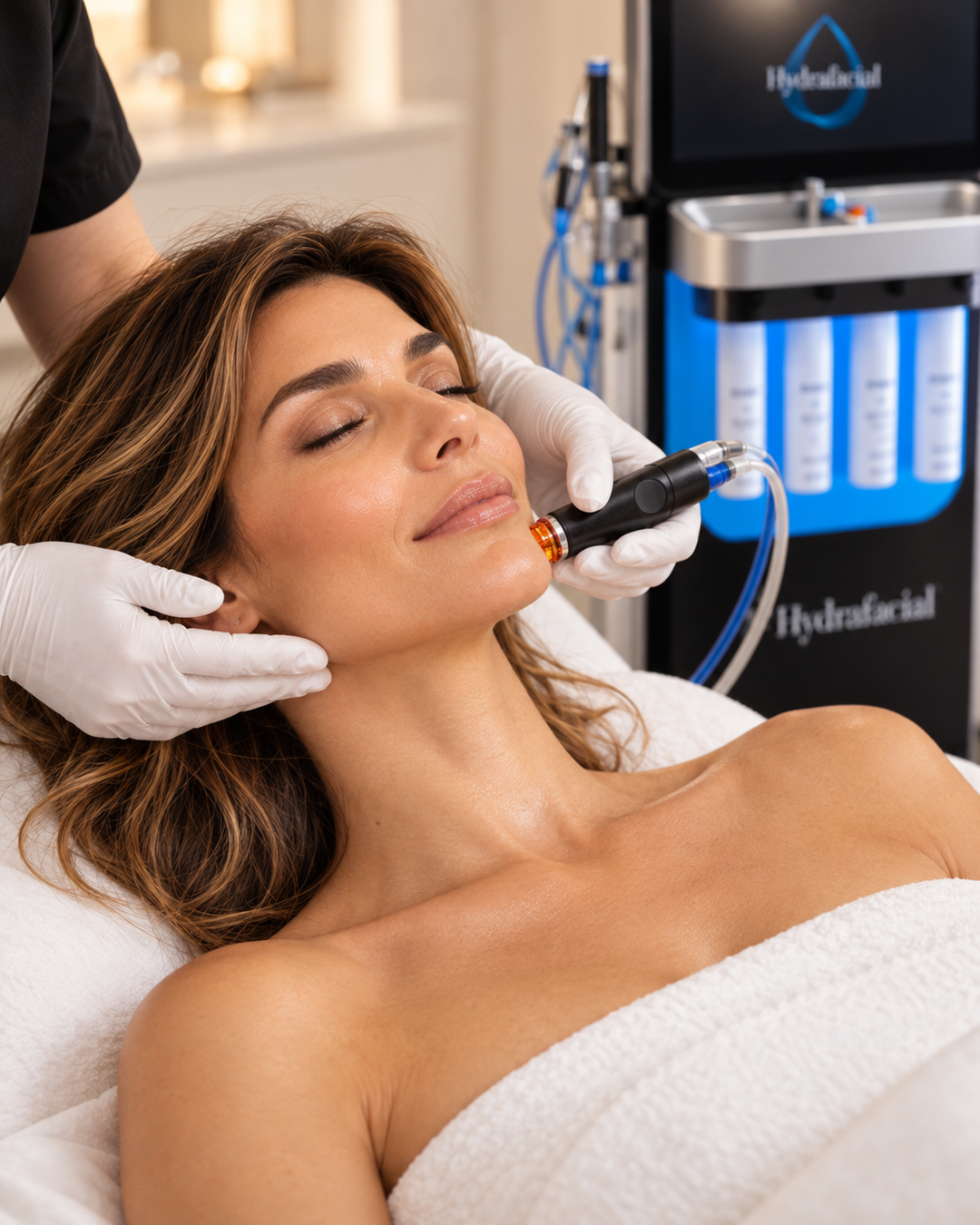Hydrafacial Behandlung am Kinn im PDB Aesthetic Room Wiesbaden
