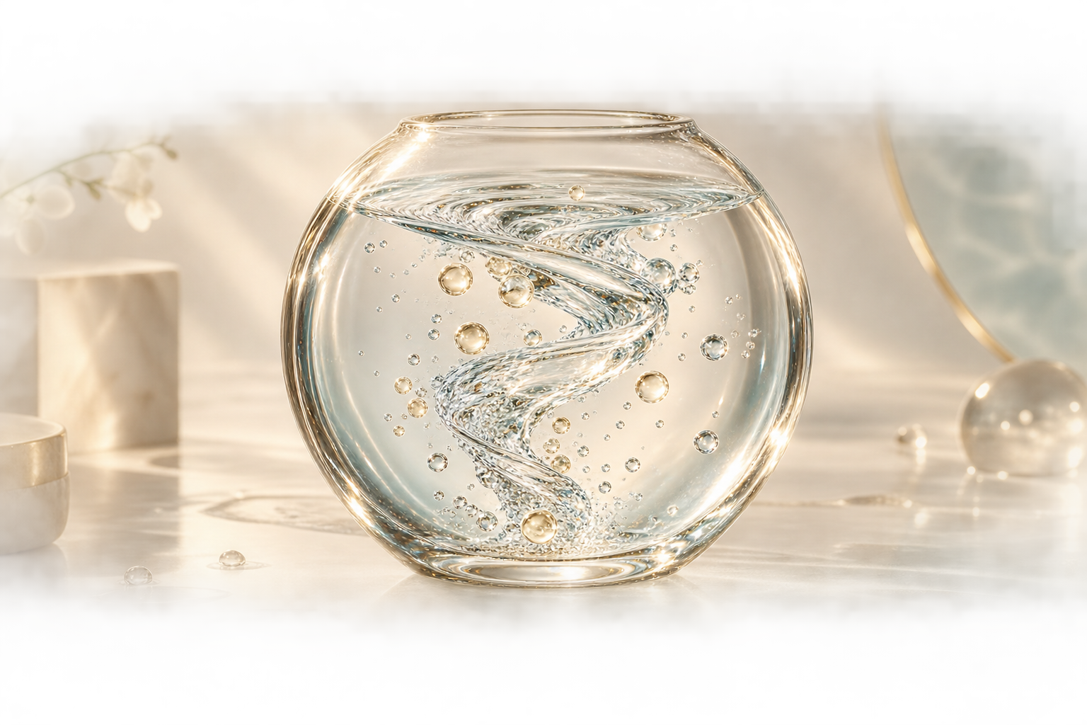 Elegante Darstellung von Vortex-Reinigung und Feuchtigkeitsimpuls für Hydra Beauté Aqua Facial im PDB Aesthetic Room Wiesbaden