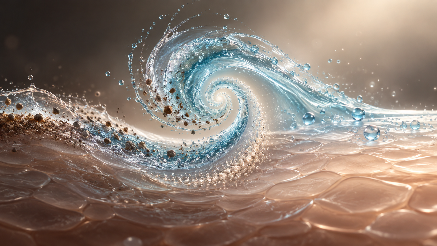 Abstrakte hochwertige Darstellung der Vortex-Fusion-Technologie mit Reinigung und Feuchtigkeit für Hydrafacial MD in Wiesbaden