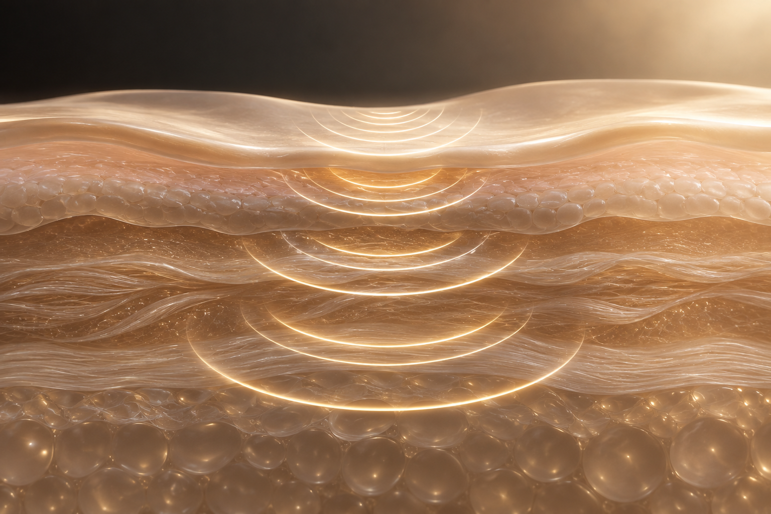 Abstrakte Vier-Frequenz-Darstellung für die Ultraschall Titan Behandlung und Hautqualität im PDB Aesthetic Room Wiesbaden